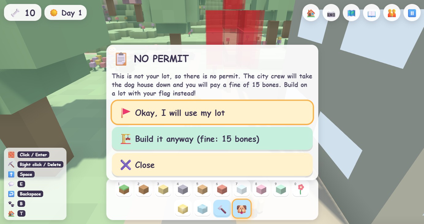 The no-permit warning dialog